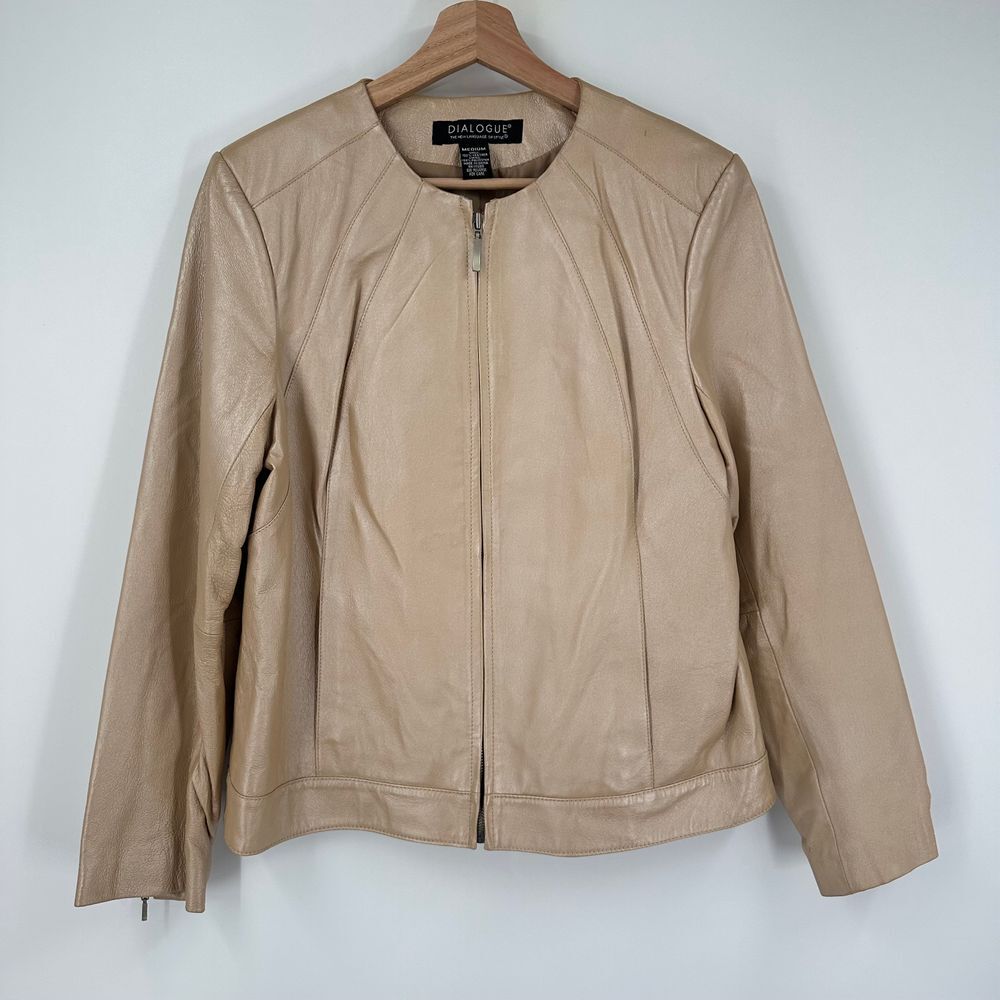 Dialogue New‎ Language Of Style Leather Jacket Champaign Gold Medium